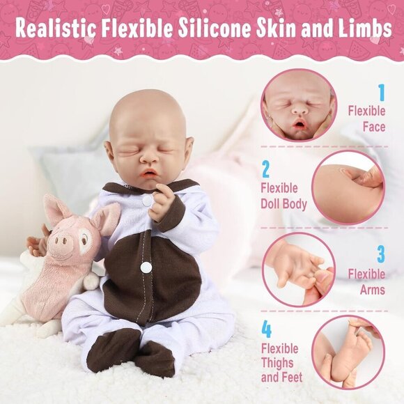 🆕 Brand New - 12-Inch Realistic Girl Anatomically Silicone Body Reborn Baby - Picture 5 of 6